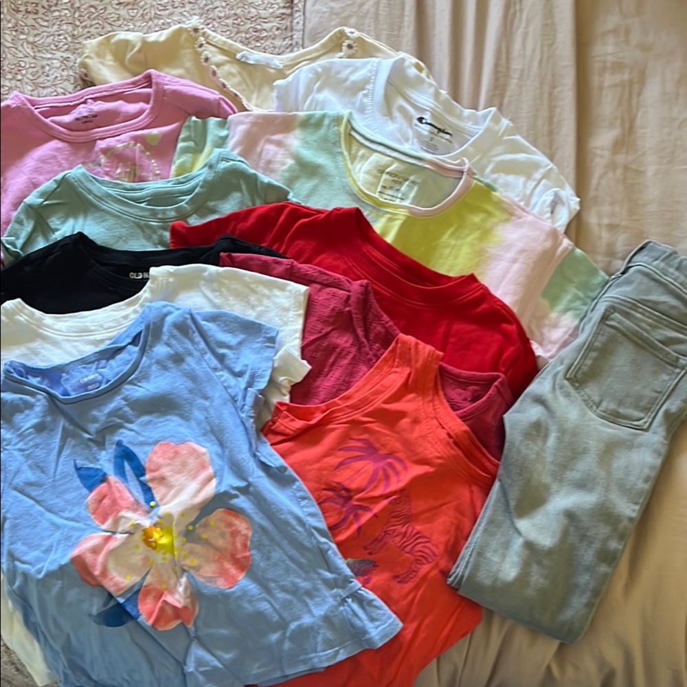 Colorful Girls’ T-Shirt and Jeans Collection - Size XS/5T/5